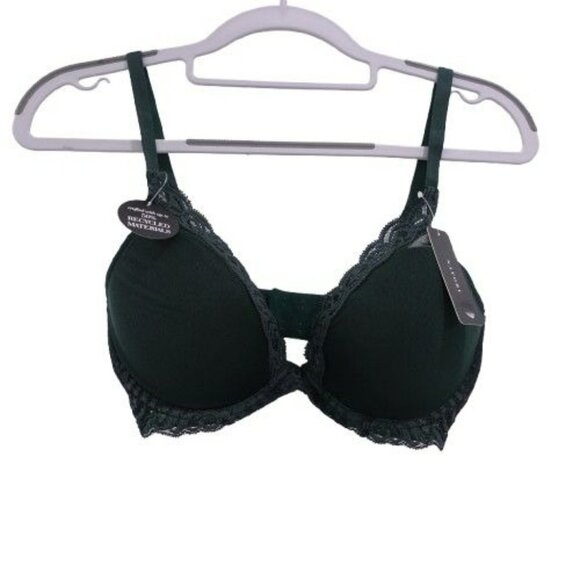NEW Natori Feathers Lace Contour Underwire Plunge Bra Size 34 D Dark Green 30023 - Picture 1 of 6